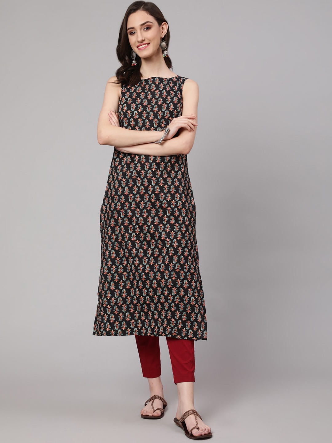 

Nayo Ethnic Motifs Printed Kurta, Black