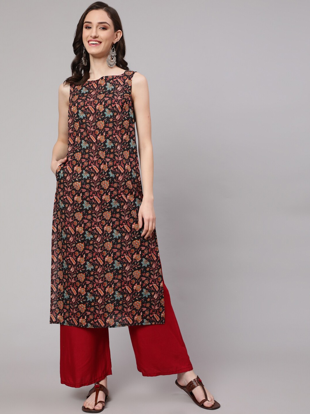 

Nayo Ethnic Motifs Printed Kurta, Black