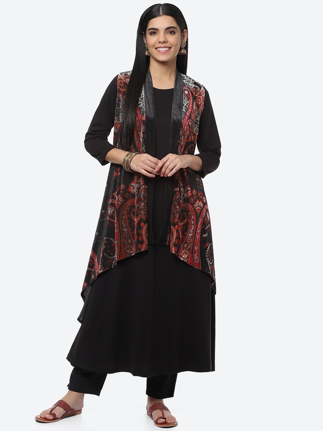 

Biba Women Black Paisley Printed A-Line Kurta