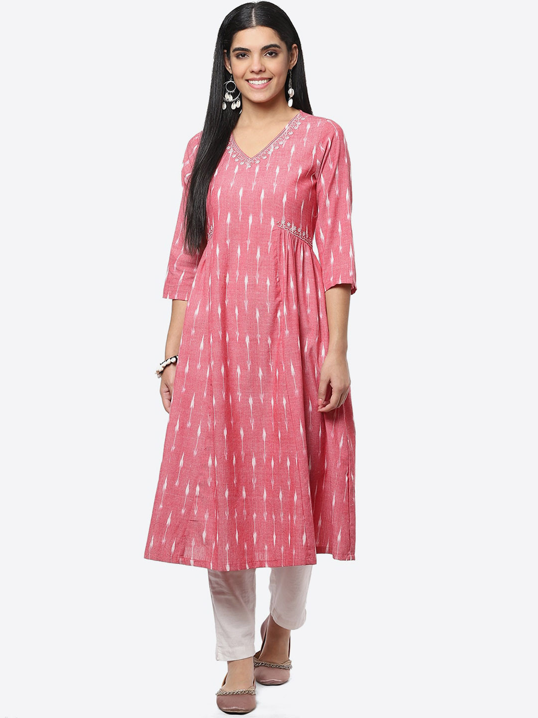 

Biba Women Red Ethnic Motifs Printed Cotton Anarkali Kurta