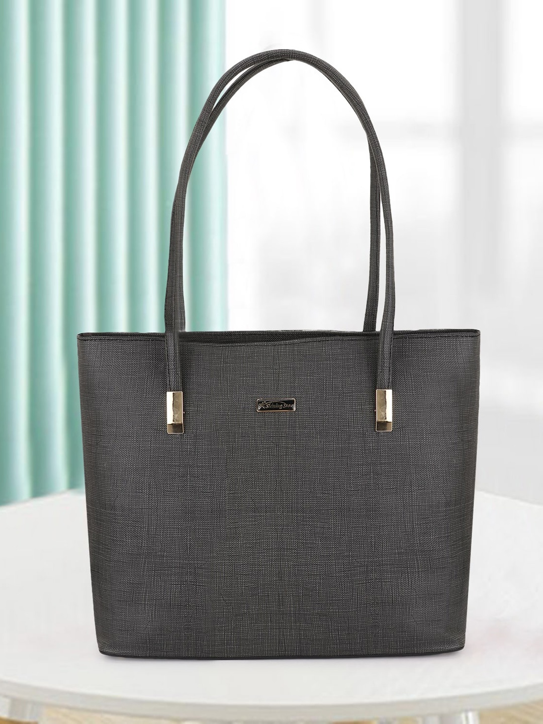 

SHINING STAR Grey PU Shopper Shoulder Bag