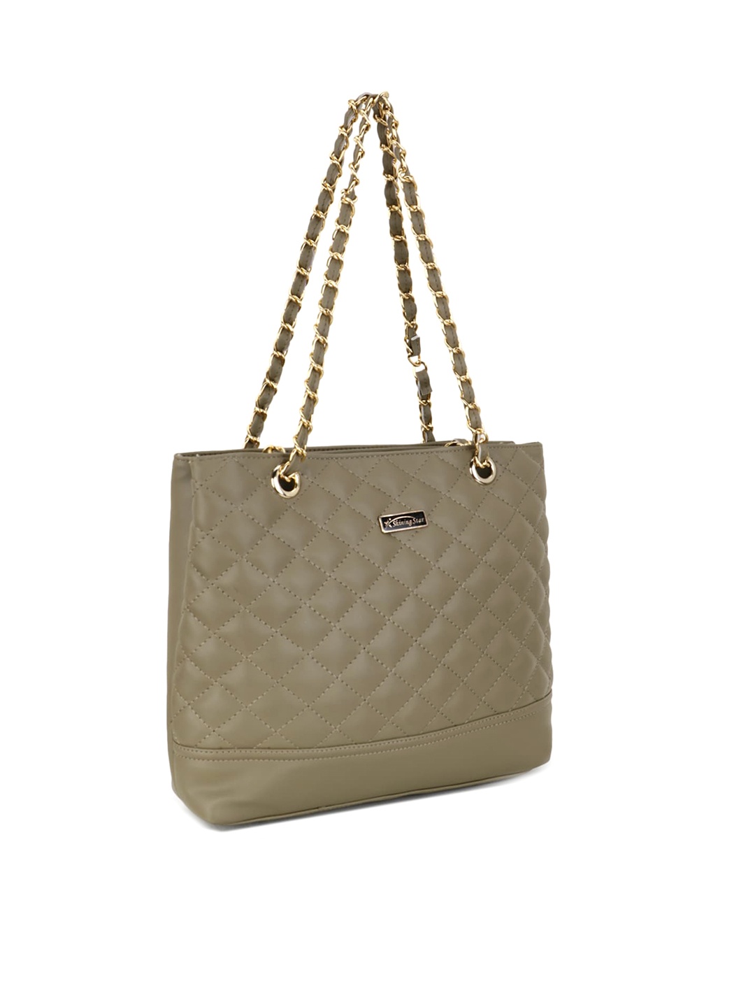 

SHINING STAR Brown Textured Structured Quilted Shoulder Bag