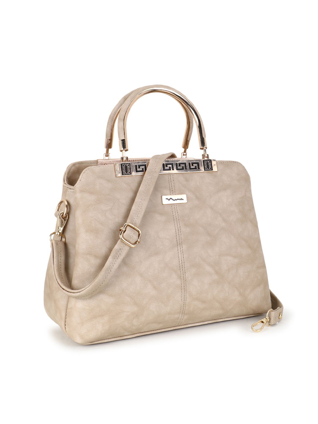 

SHINING STAR Printed Structured Handheld Bag, Cream