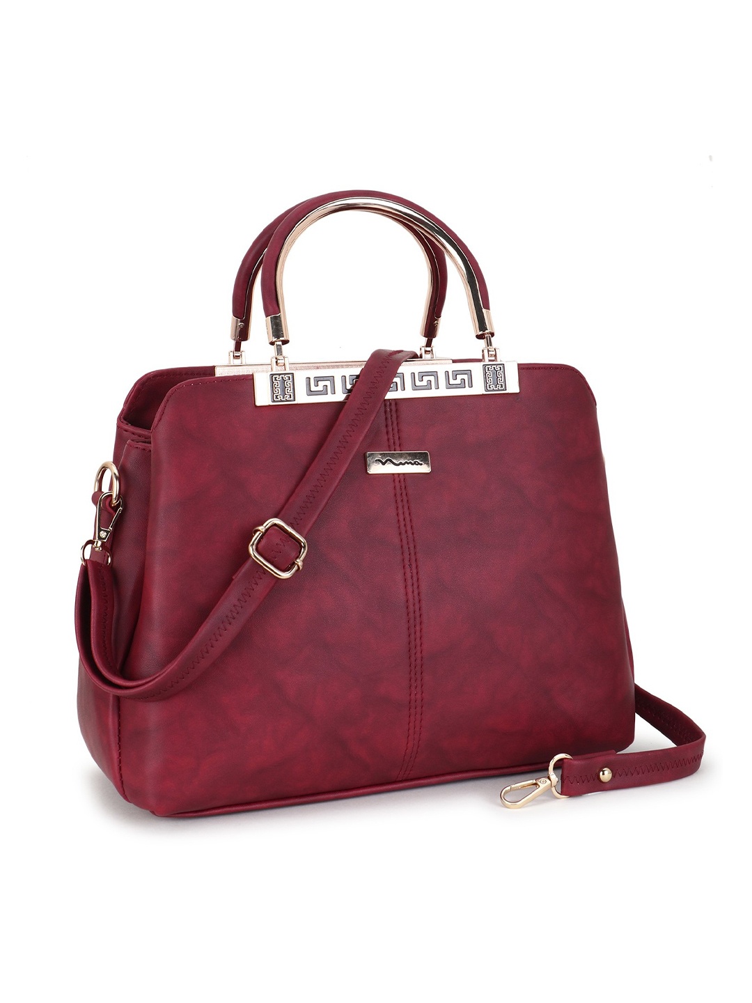 

SHINING STAR PU Structured Handheld Bag, Maroon
