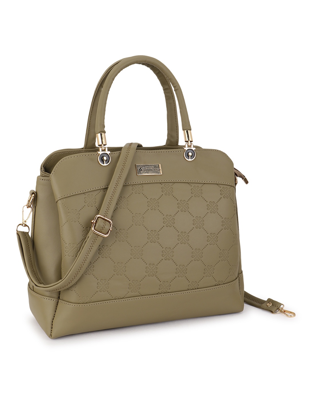 

SHINING STAR PU Structured Shoulder Bag, Olive
