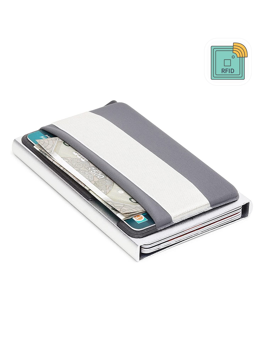 

StealODeal Unisex Silver-Toned & White Card Holder