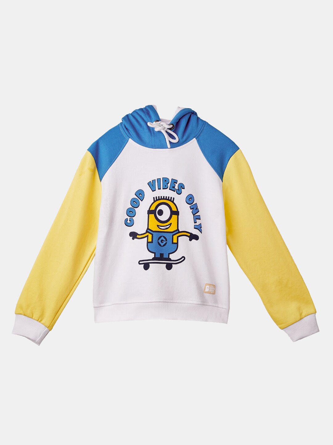 

The Souled Store Girls White Cotton Printed Hooded Sweatshirt