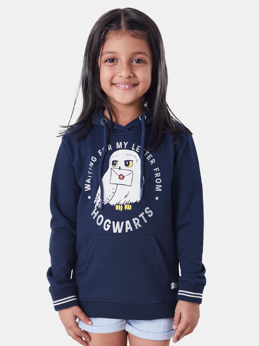 

The Souled Store Girls Navy Blue Cotton Printed Hooded Sweatshirt