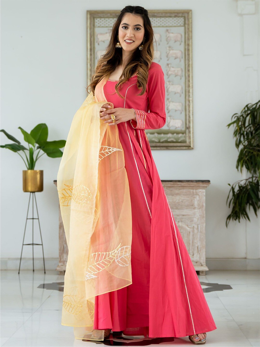 

Lavanya The Label Women Anarkali Cotton Kurta, Pink