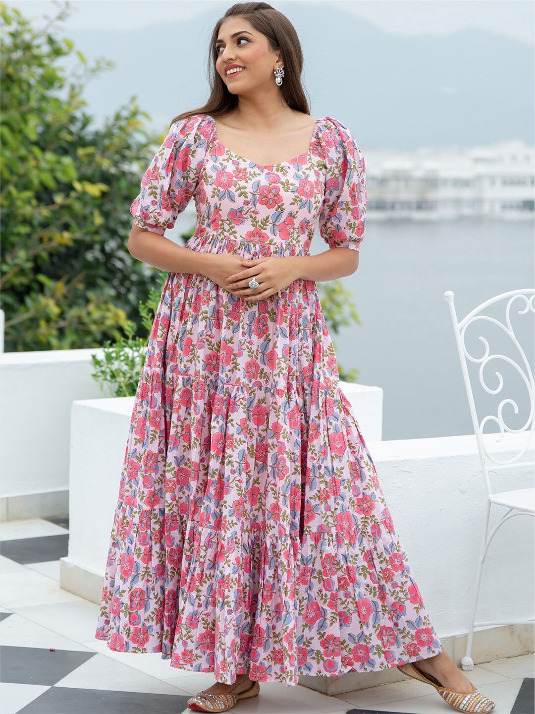 

Lavanya The Label Cotton Floral Maxi Maxi Dress, Pink