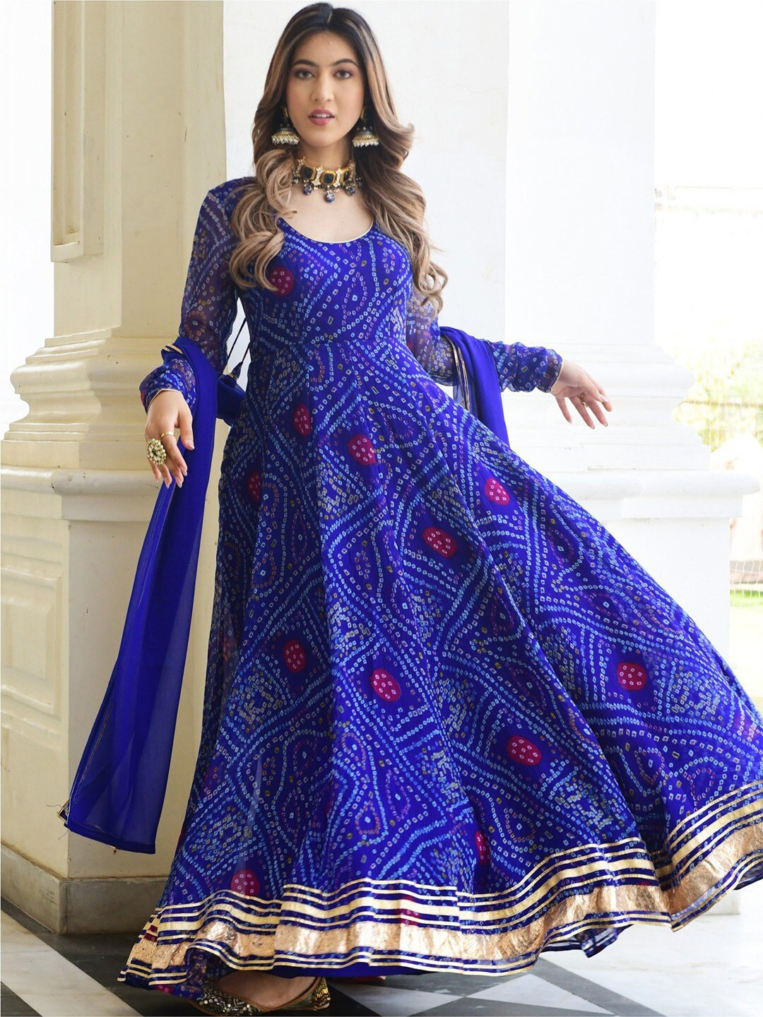 

Lavanya The Label Chiffon Ethnic Maxi Dress, Blue