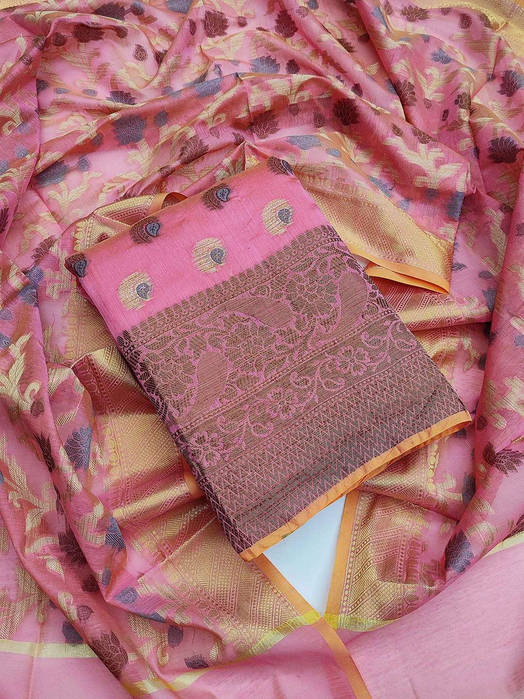

KALINI Unstitched Dress Material, Pink