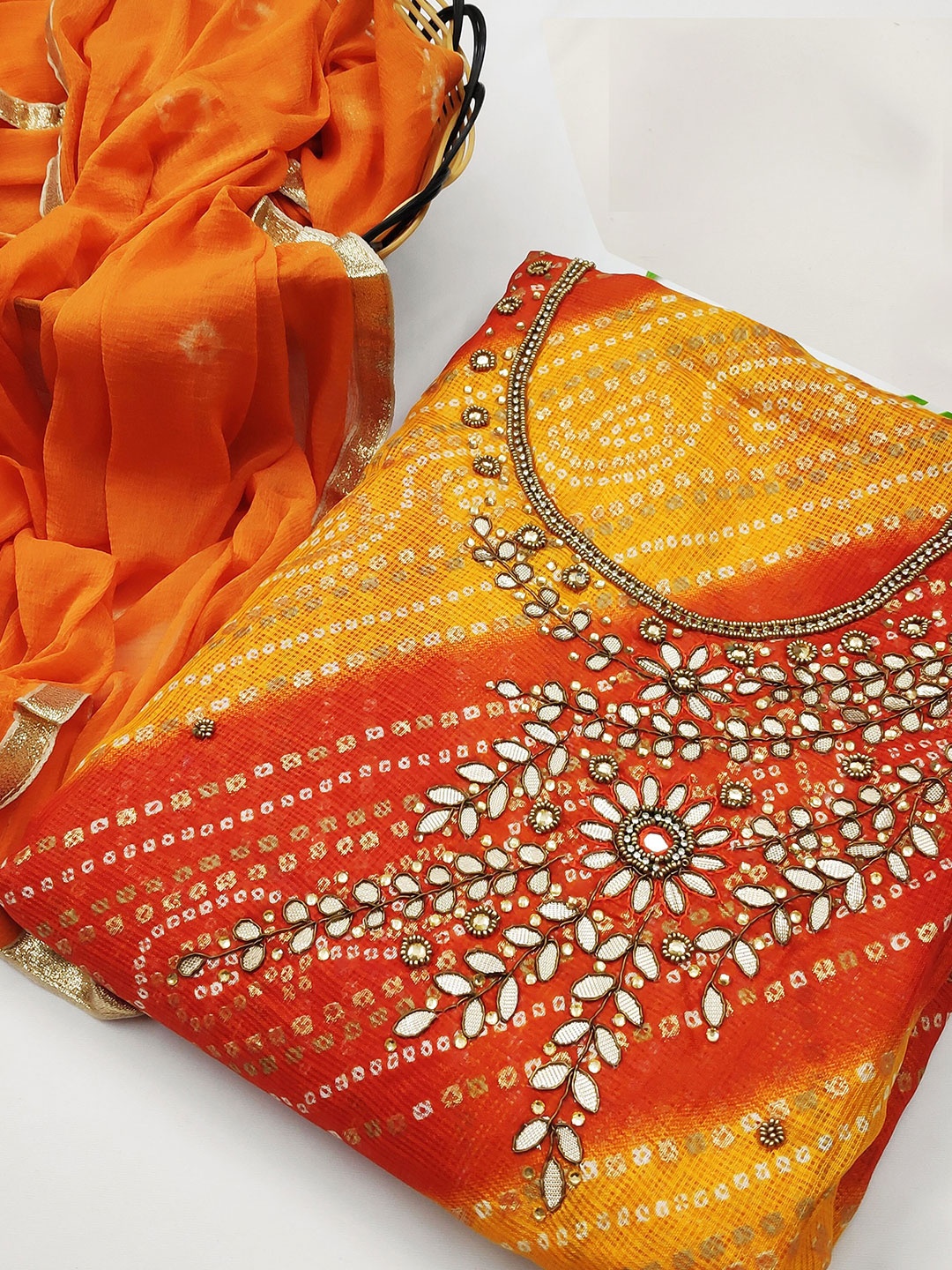 

KALINI Unstitched Dress Material, Yellow