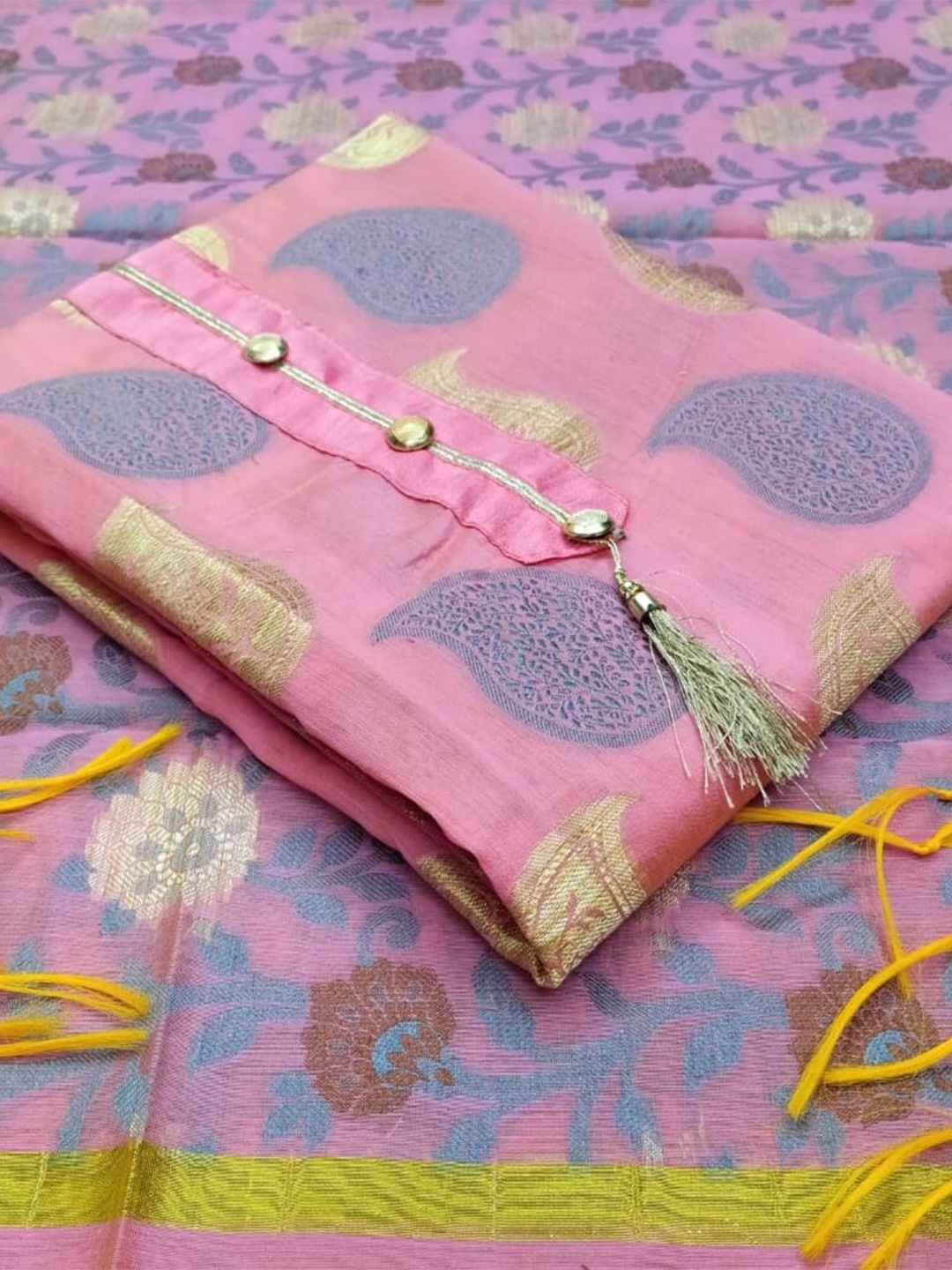 

KALINI Unstitched Dress Material, Pink