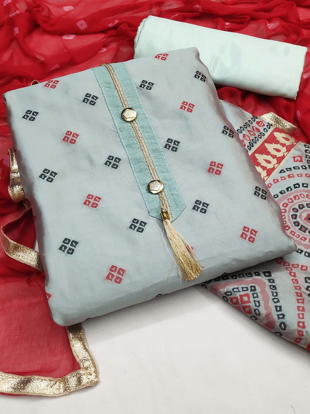 

KALINI Unstitched Dress Material, Grey