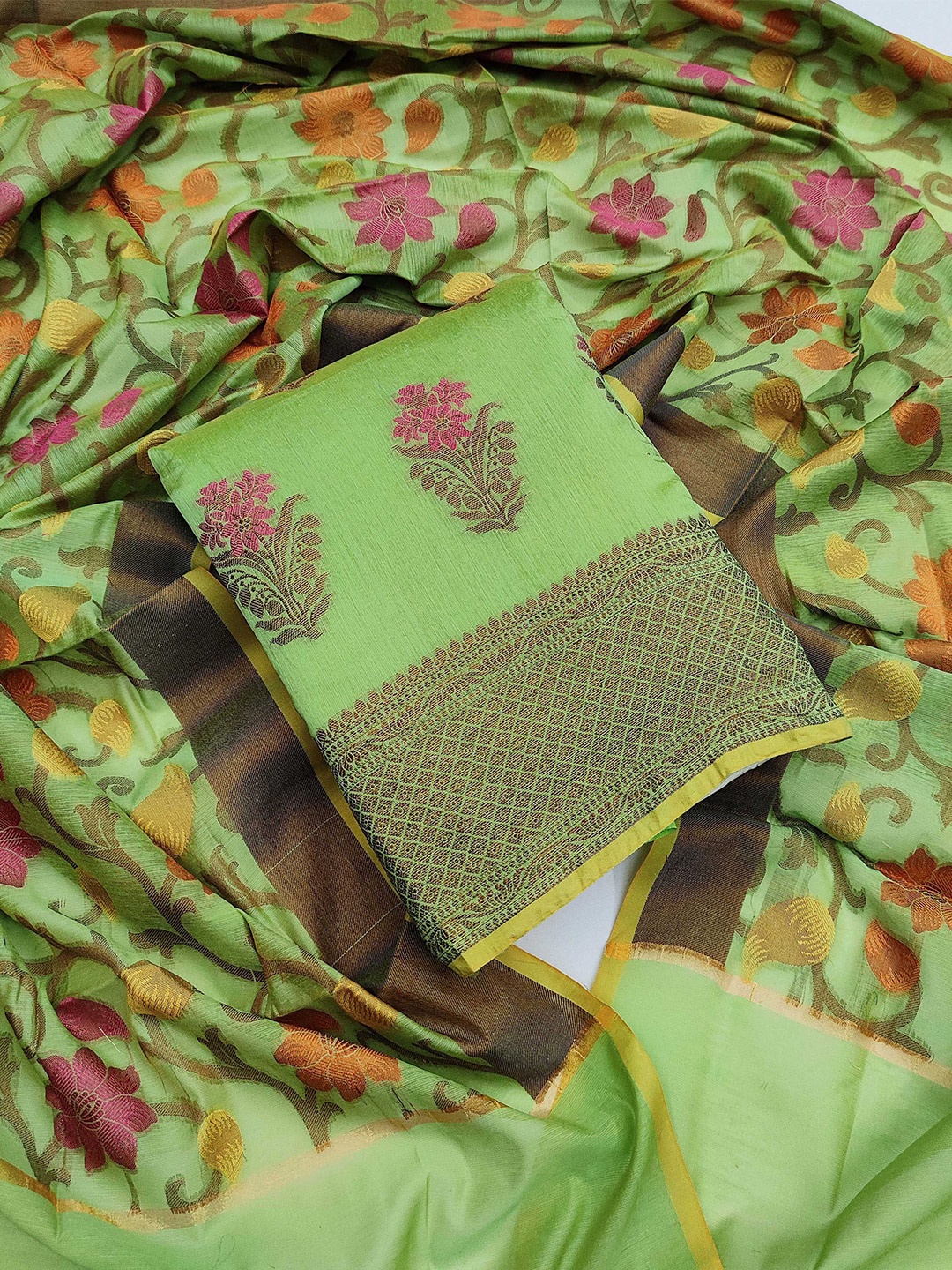 

KALINI Unstitched Dress Material, Green