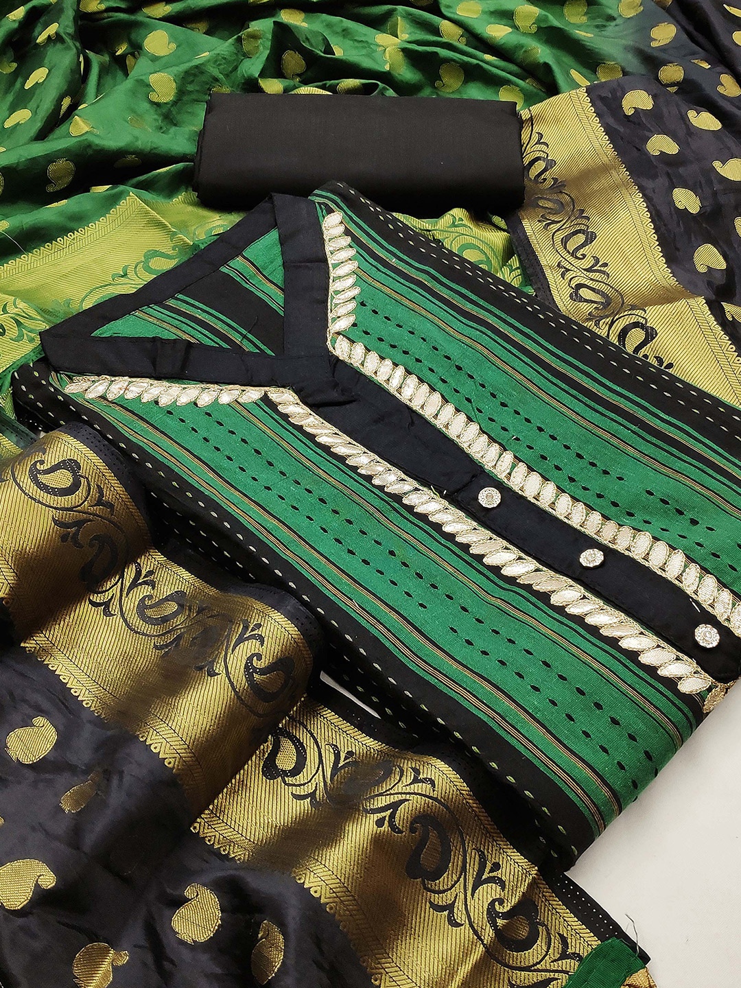 

KALINI Pure Cotton Unstitched Dress Material, Green