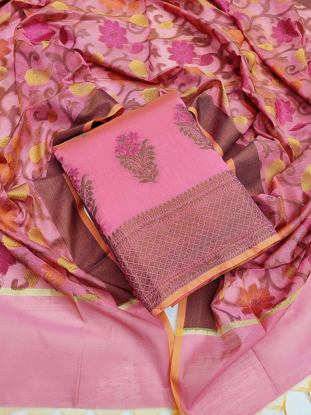 

KALINI Unstitched Dress Material, Pink