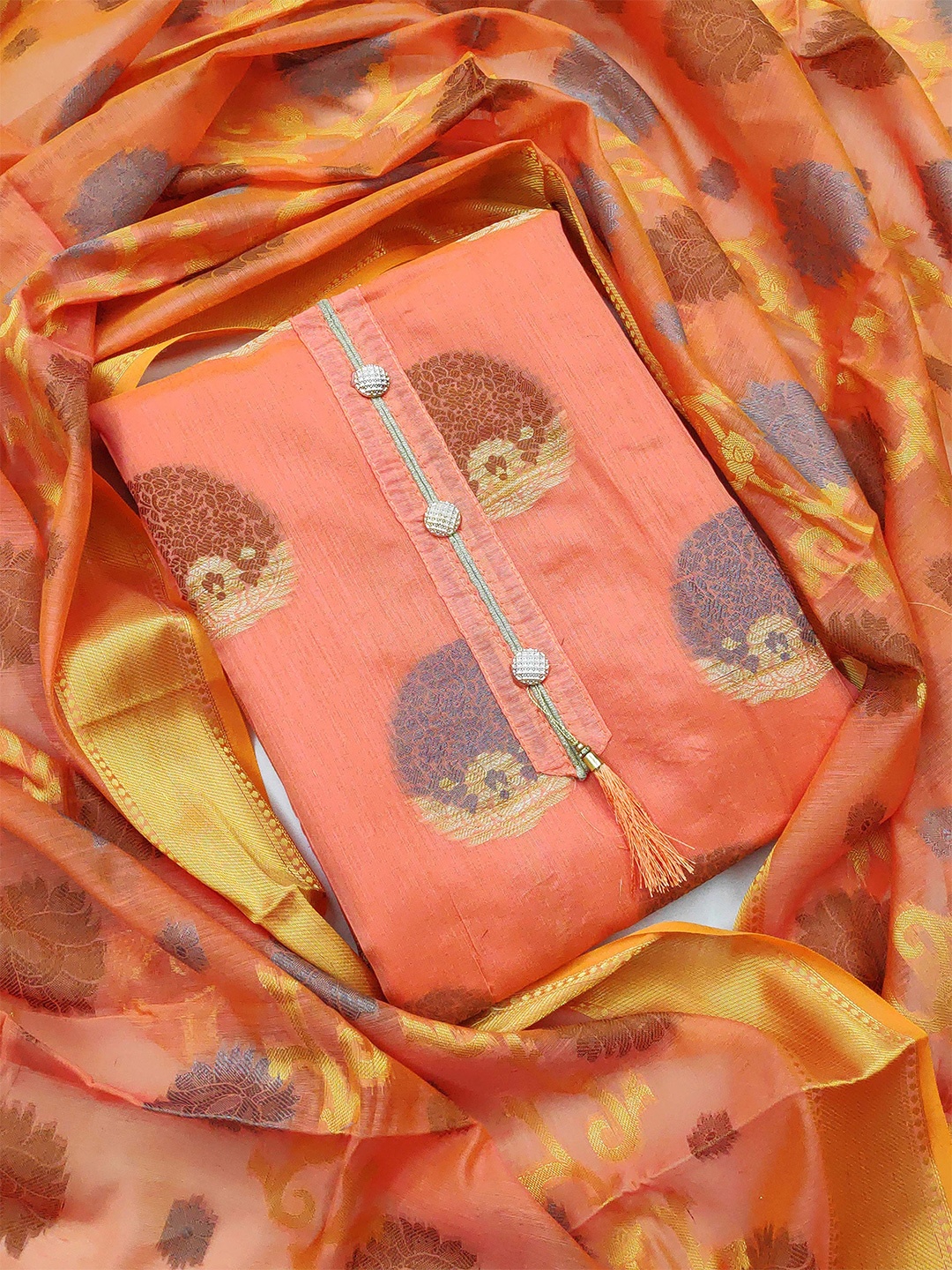 

KALINI Unstitched Dress Material, Peach
