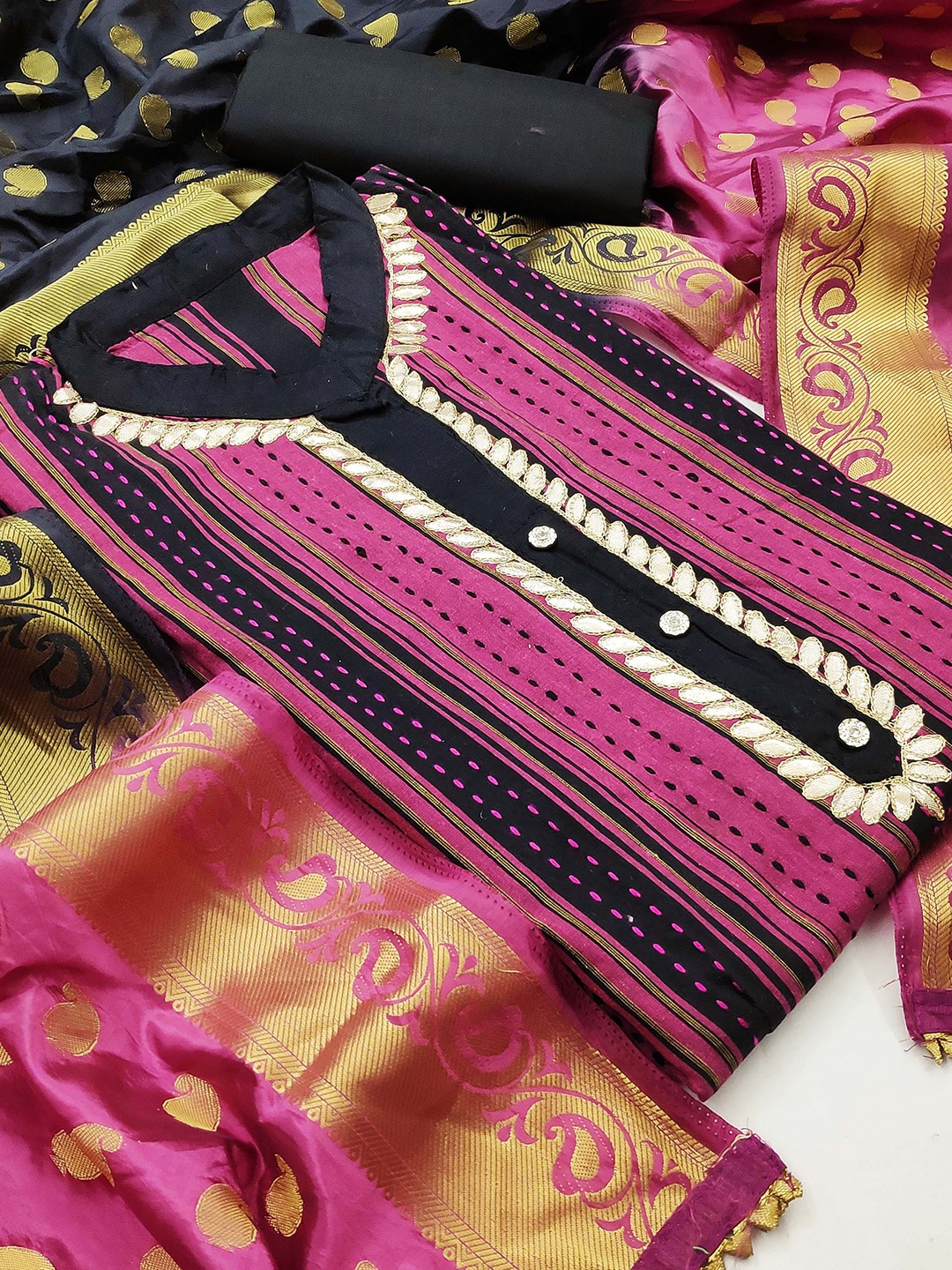 

KALINI Pure Cotton Unstitched Dress Material, Pink