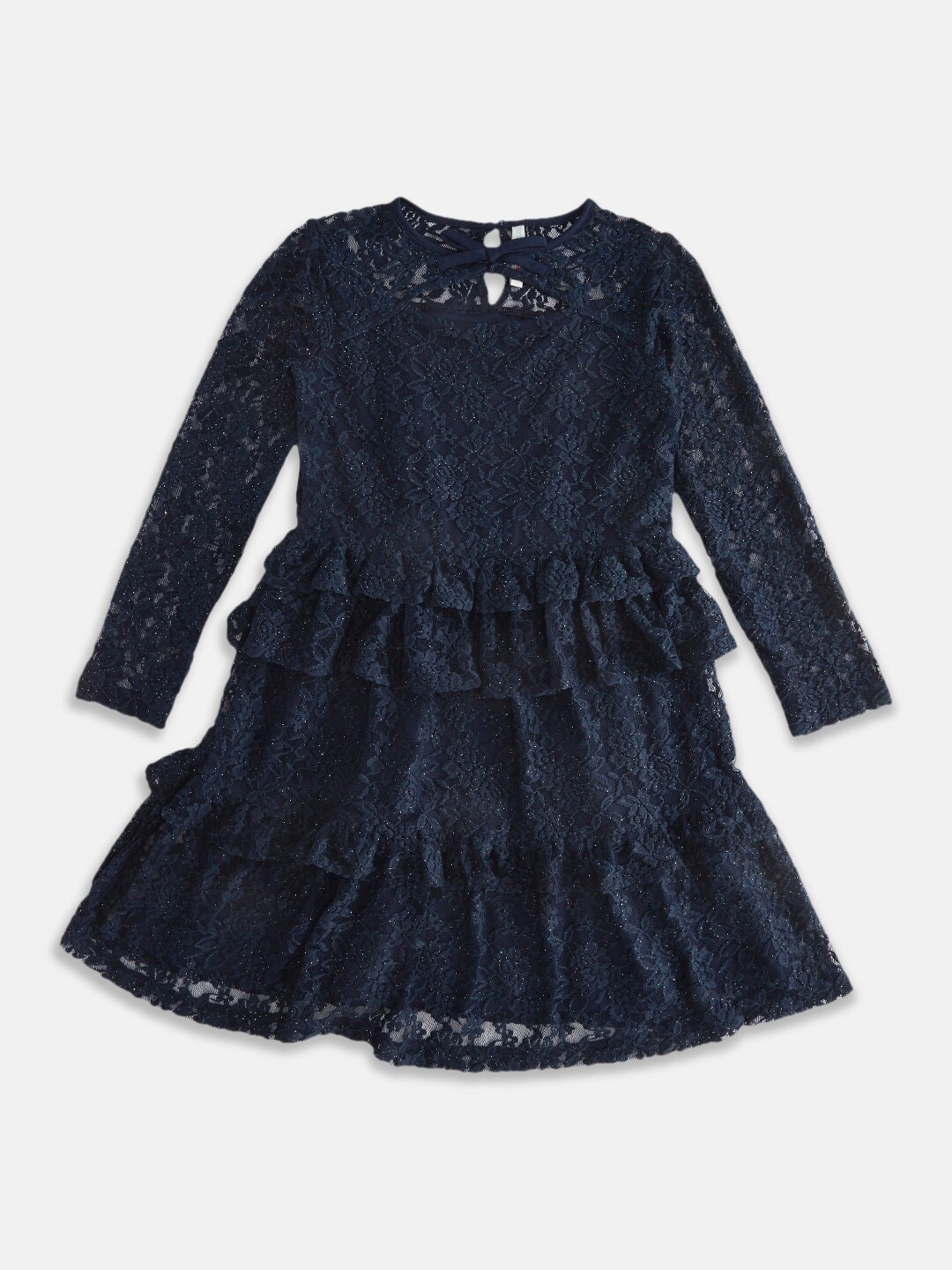 

Pantaloons Junior Fit & Flare Round Neck Cotton Dress, Navy blue