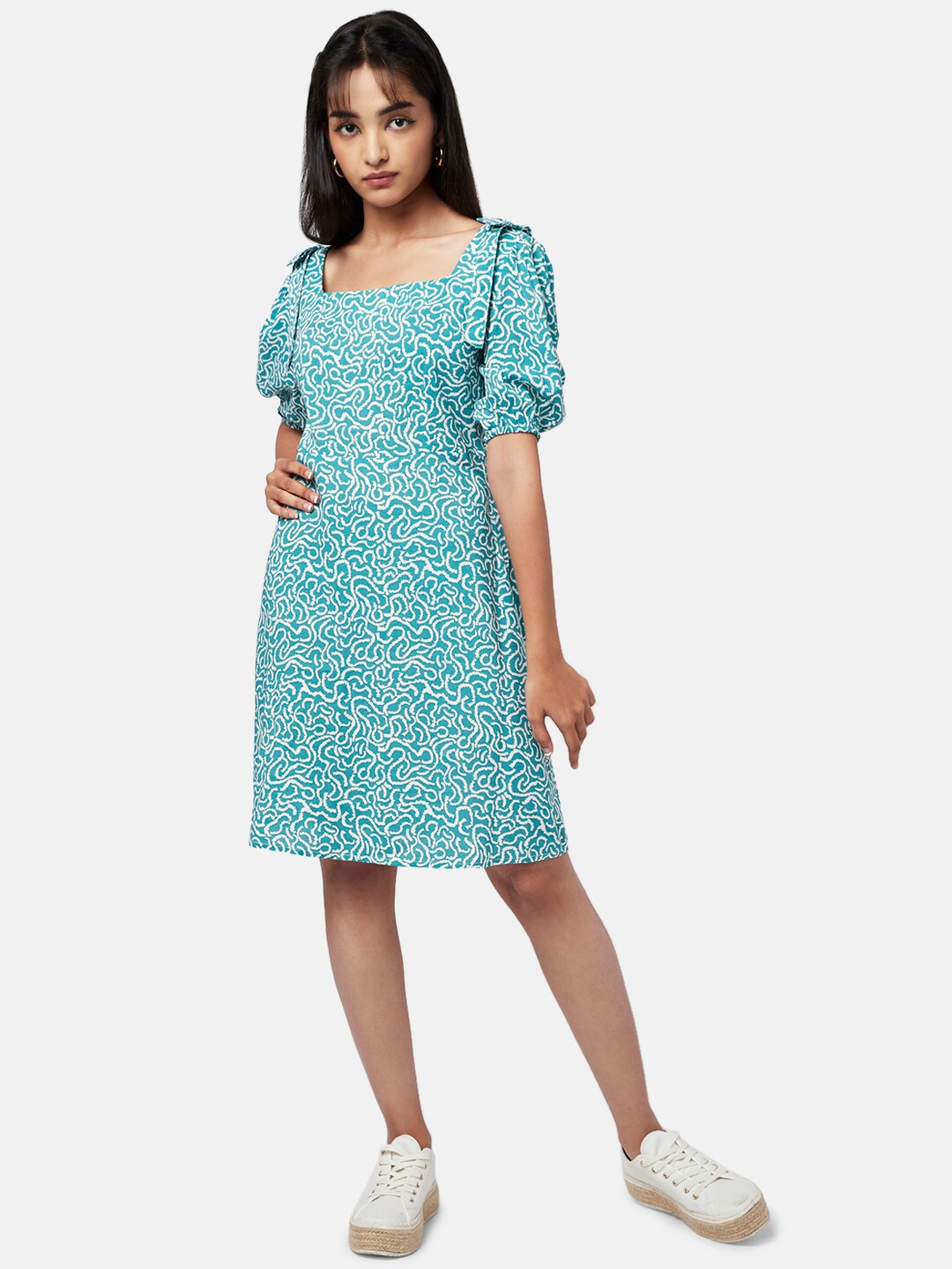 

YU by Pantaloons Abstract Printed A-Line Dress, Blue