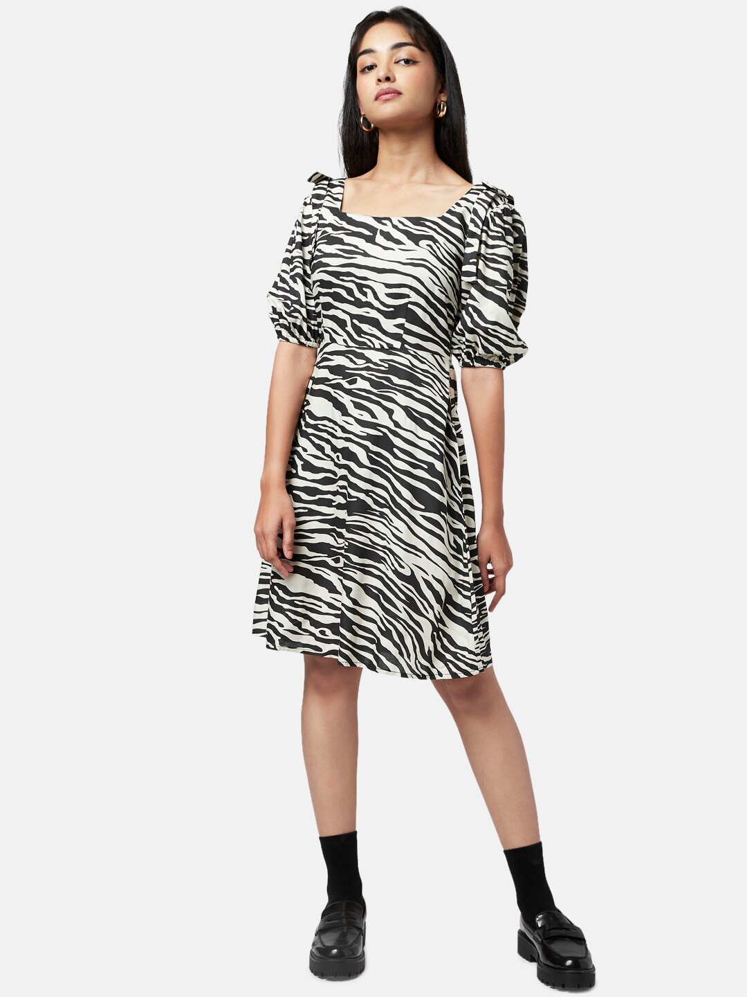 

YU by Pantaloons Animal Printed A-Line Dress, White