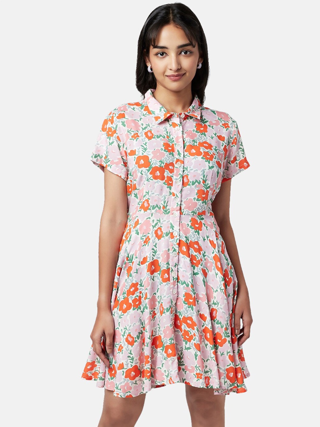 

YU by Pantaloons Floral Printed Shirt Dress, Pink