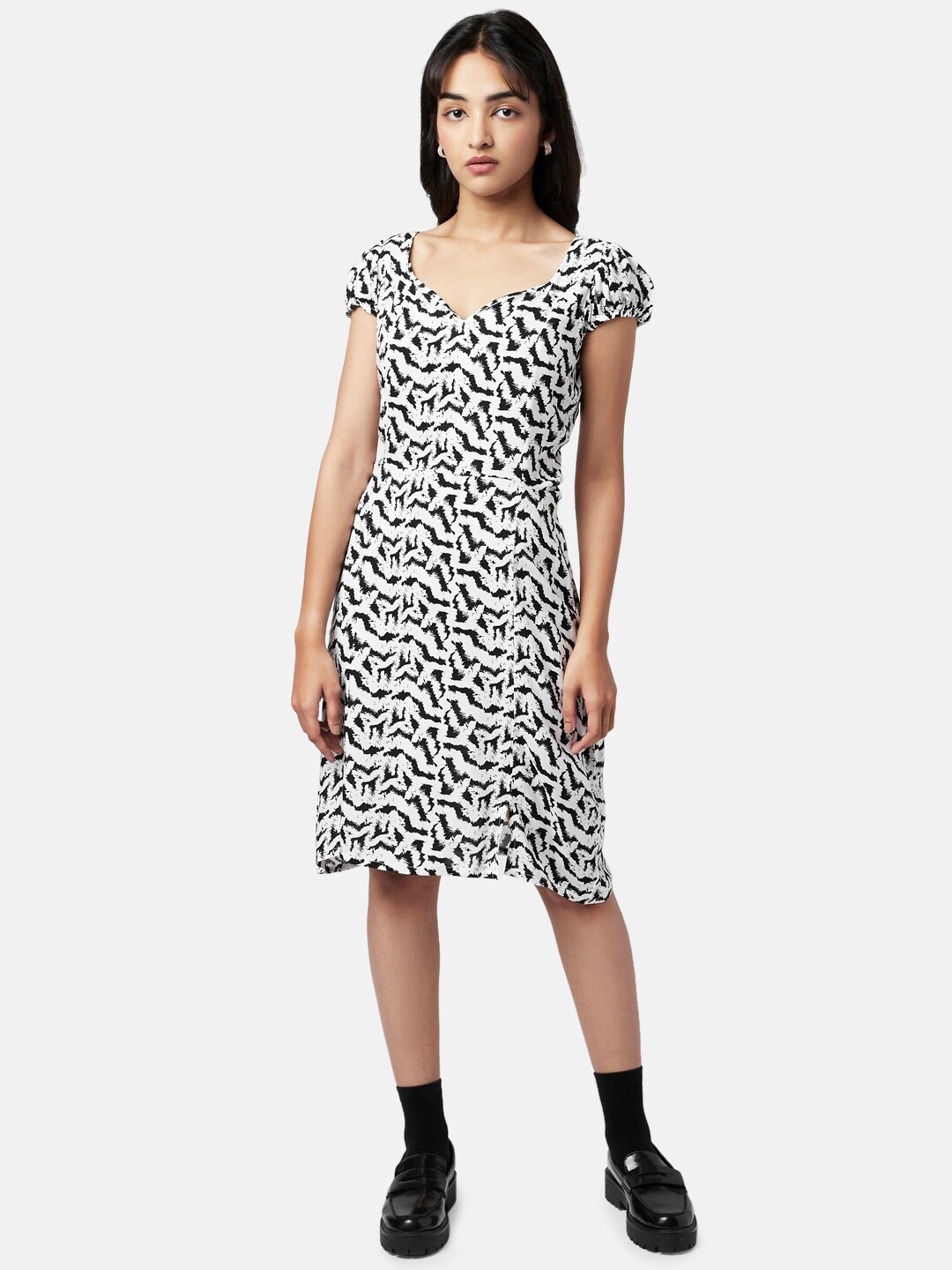 

YU by Pantaloons Animal Printed A-Line Dress, White