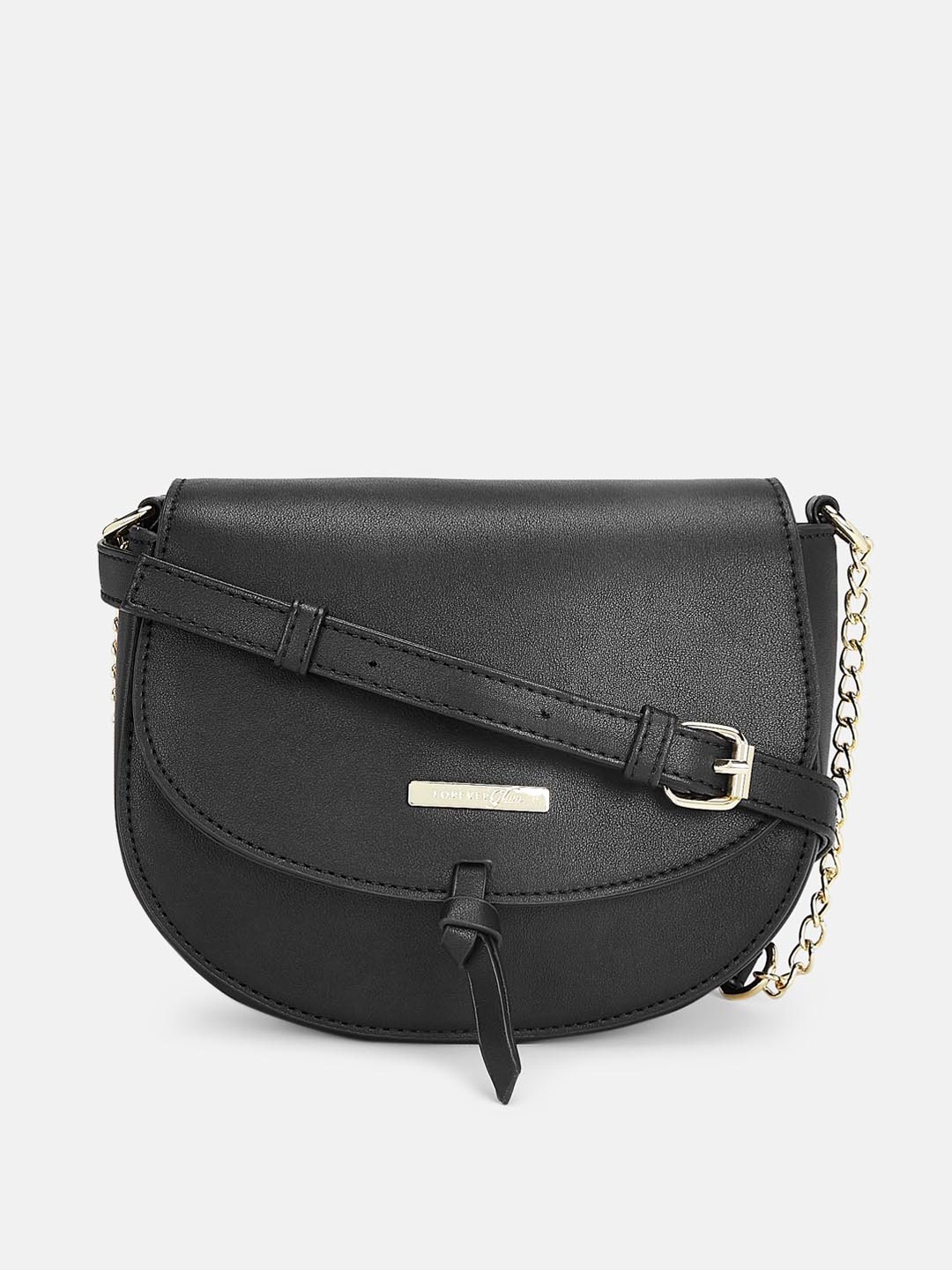 

Forever Glam by Pantaloons PU Half Moon Sling Bag, Black