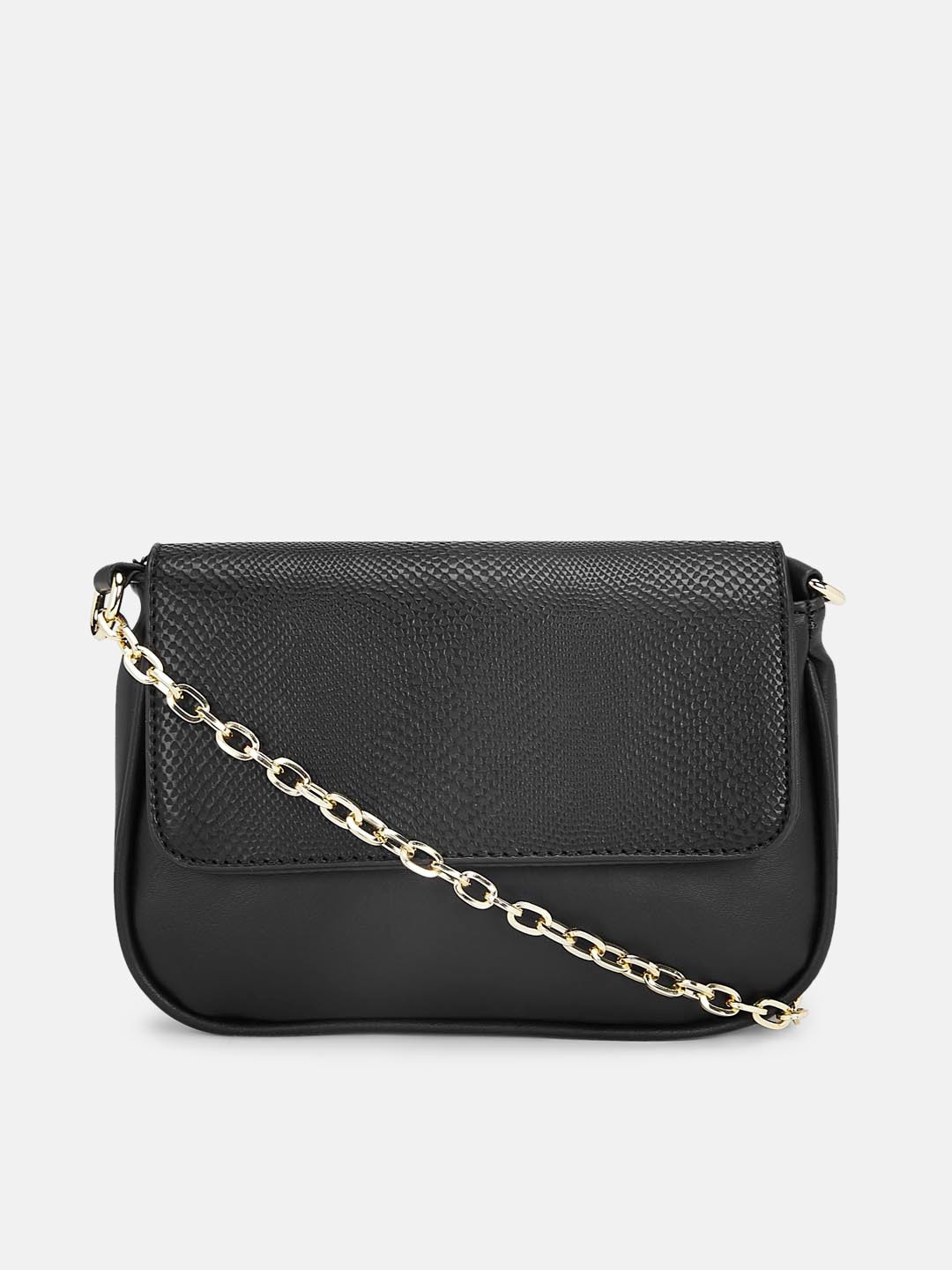 

Forever Glam by Pantaloons Textured PU Structured Sling Bag, Black