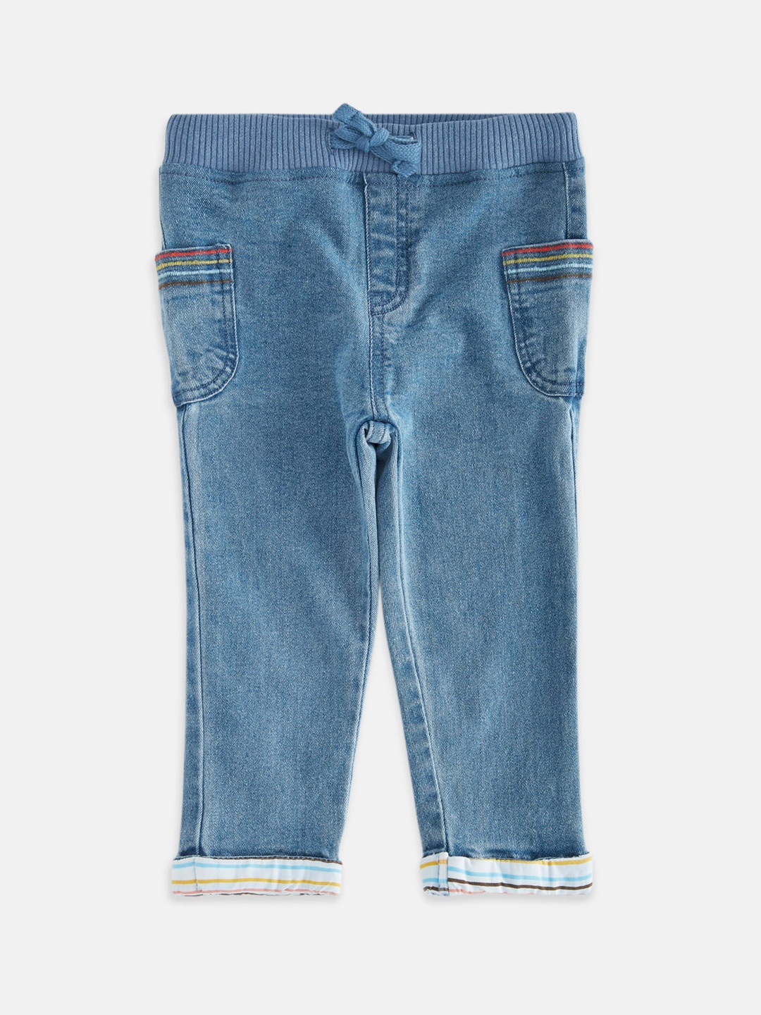 

Pantaloons Baby Boys Low-Rise Light Fade Cotton Jeans, Blue