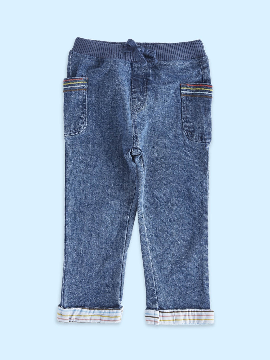 

Pantaloons Baby Boys Low-Rise Light Fade Cotton Jeans, Blue