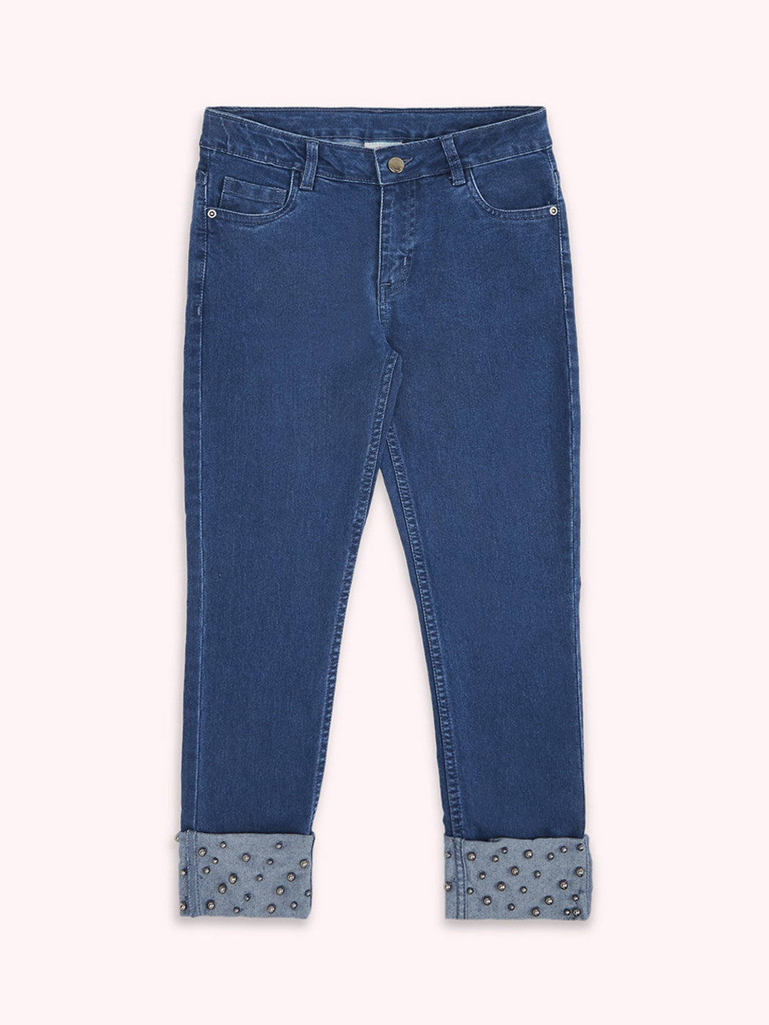 

Pantaloons Junior Girls Embellished Cotton Jeans, Blue