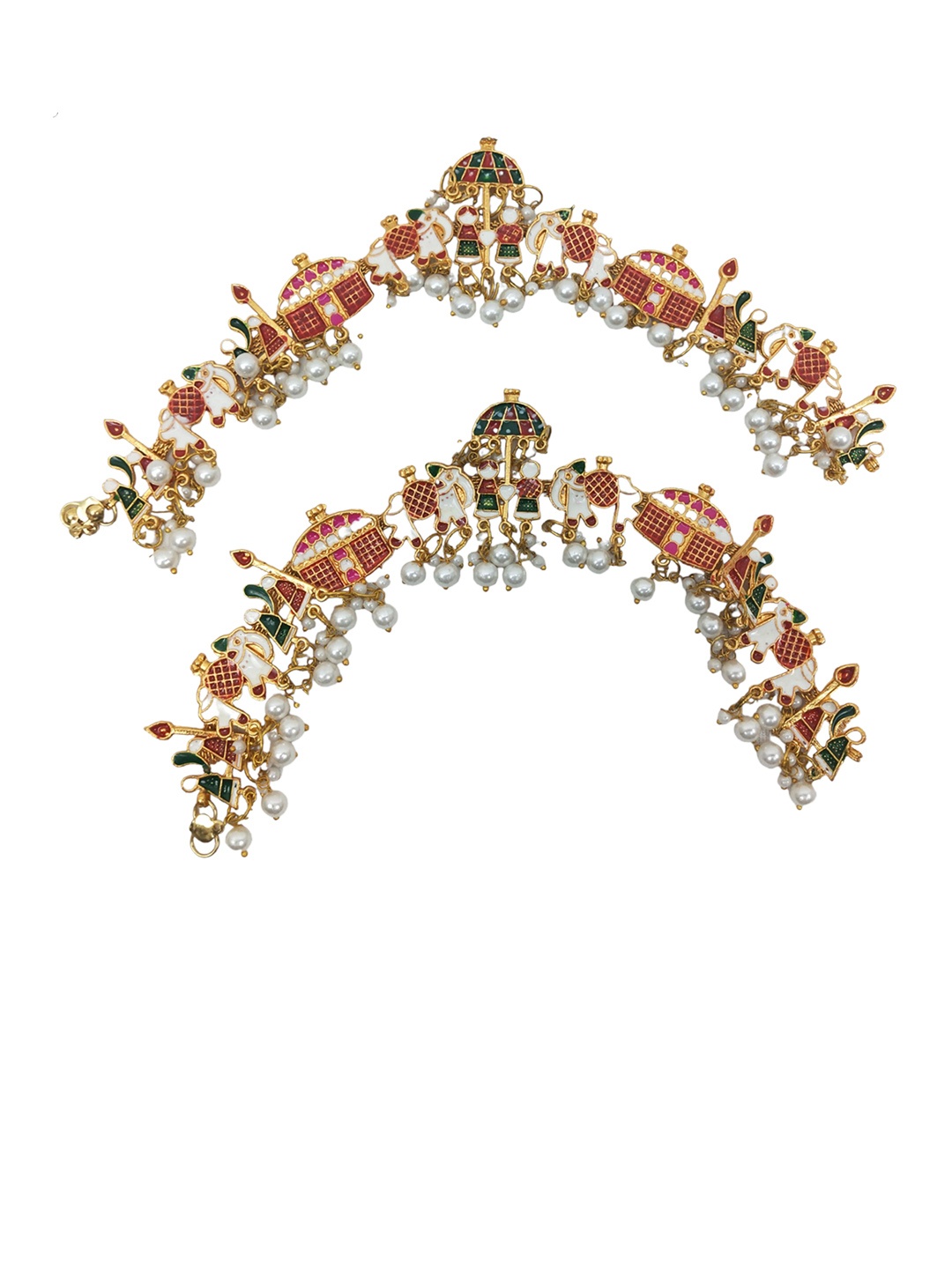 

LYF5STAR Meenakari Barati Motif Anklets, Red