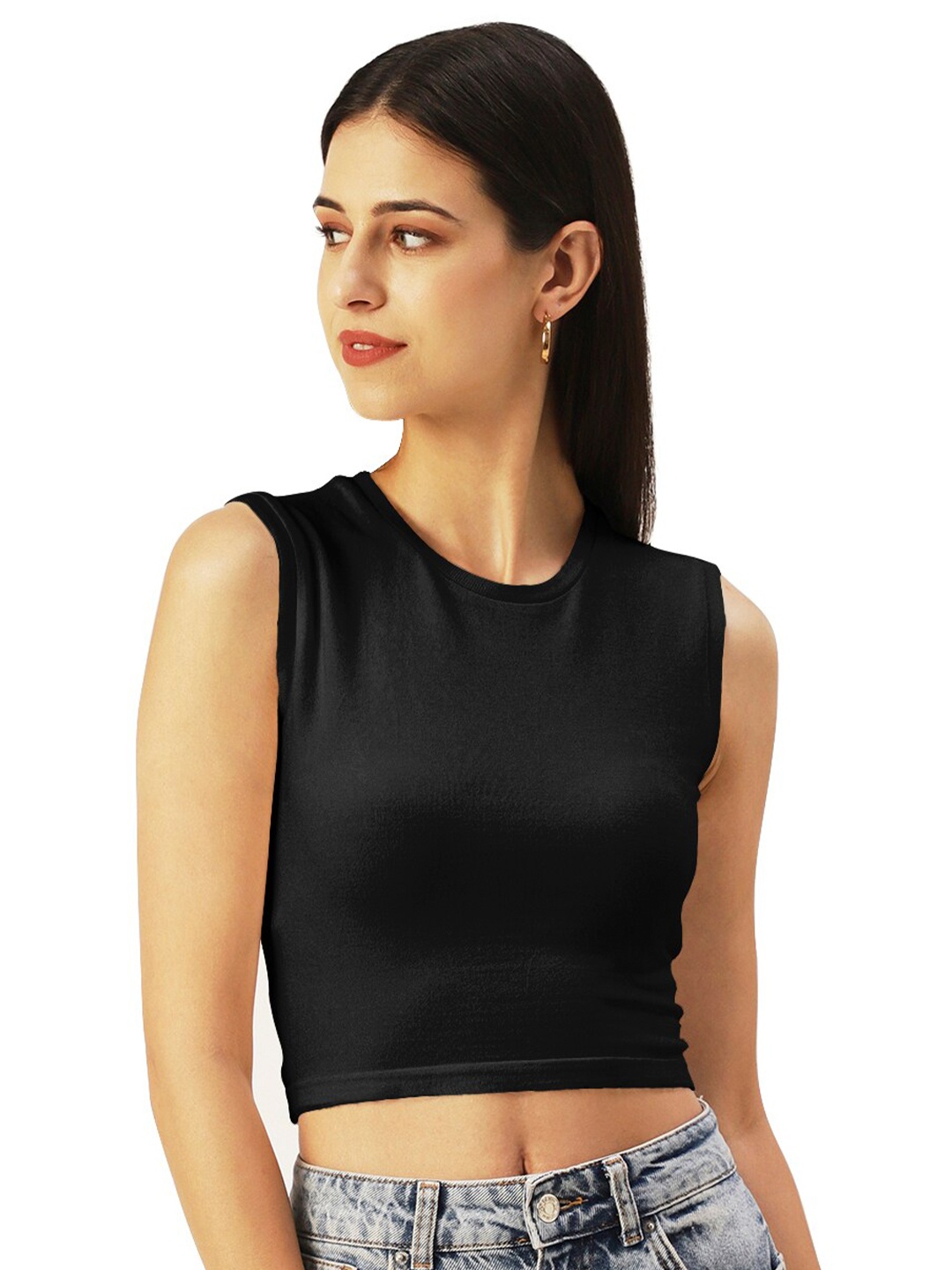 

DressBerry Fitted Crop Top, Black