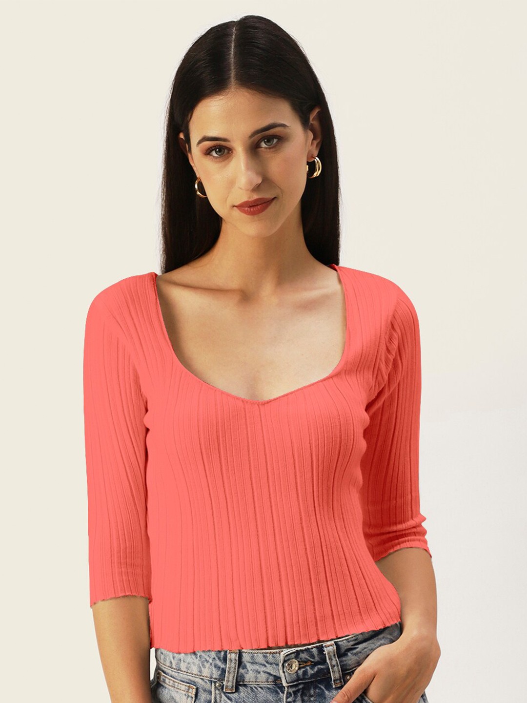 

DressBerry Sweetheart Neck Top, Peach