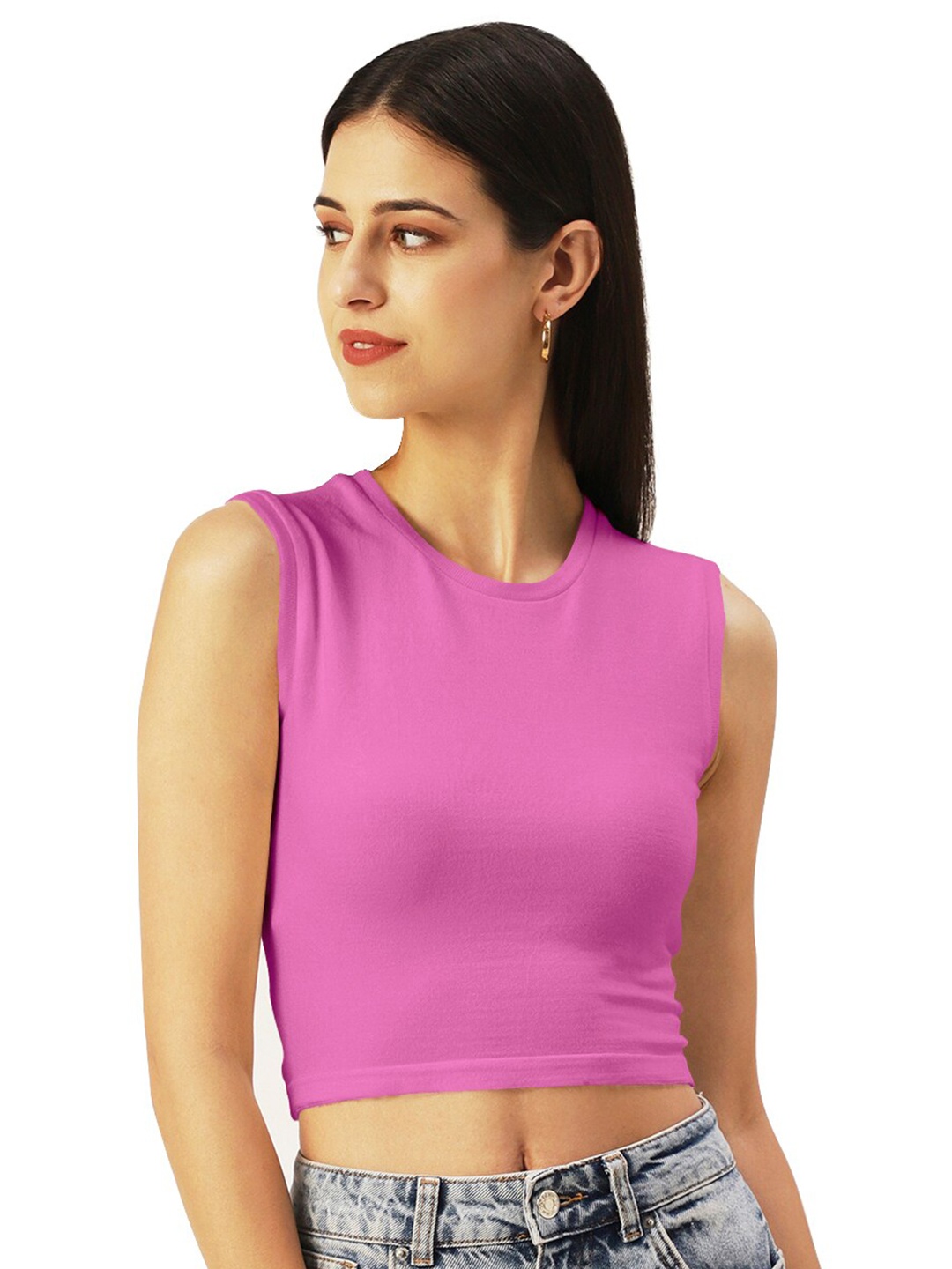 

DressBerry Knitted Fitted Crop Top, Pink