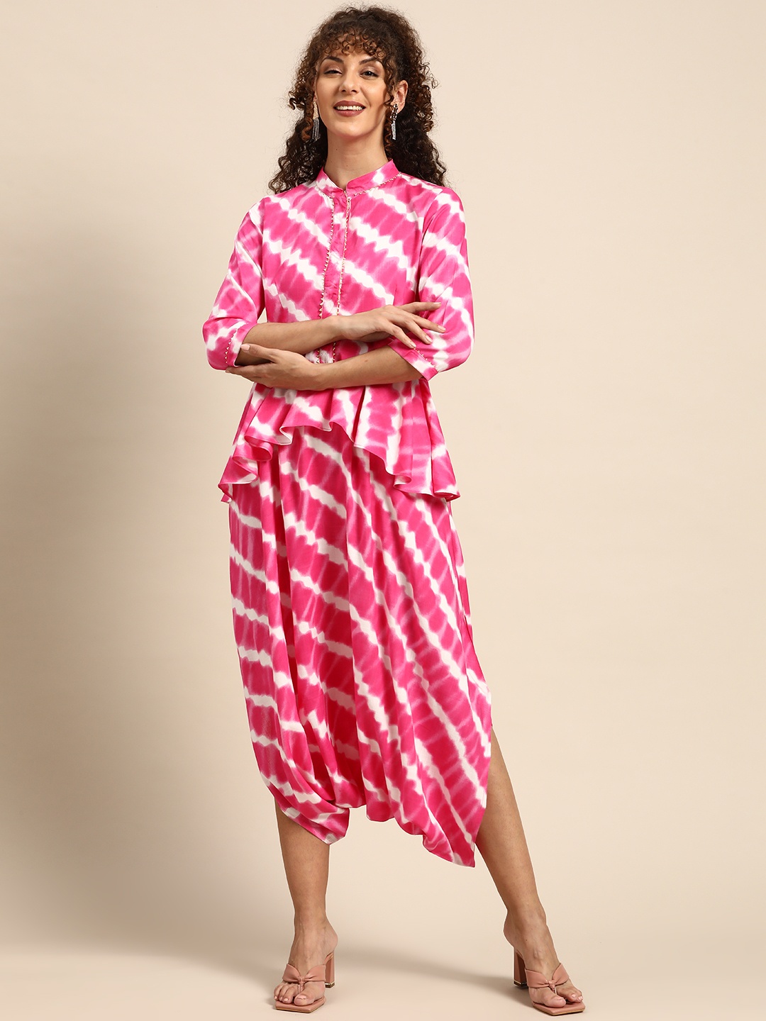 

MABISH by Sonal Jain Ruffles Capri Jumpsuit, Pink