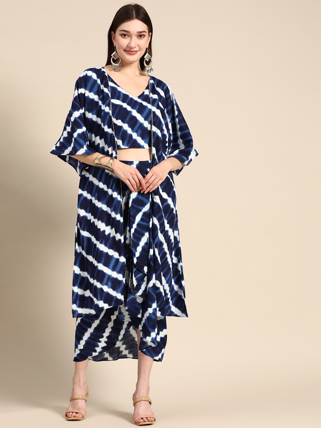 

MABISH by Sonal Jain Women Dyed Top with Skirt & Shrug, Navy blue