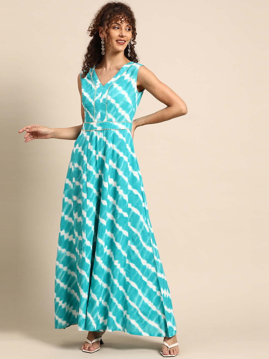 

MABISH by Sonal Jain Printed Culotte Jumpsuit, Turquoise blue
