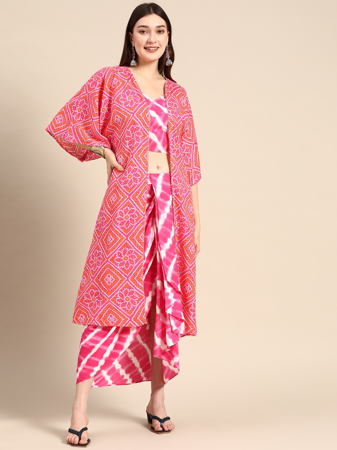 

MABISH by Sonal Jain Women Top with Skirt & Shrug, Pink