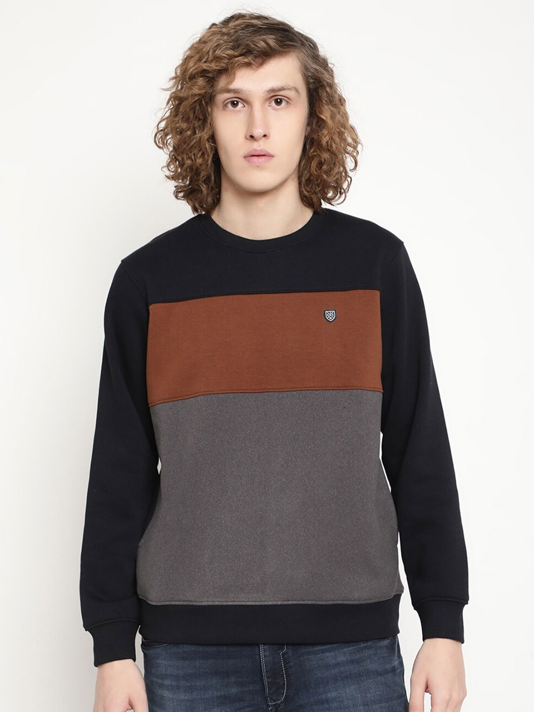 

Octave Men Grey Colourblocked Sweatshirt