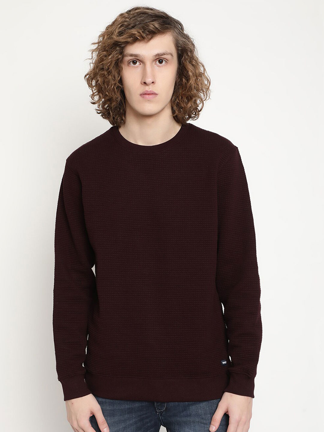 

Octave Round Neck Pullover Sweatshirt, Maroon