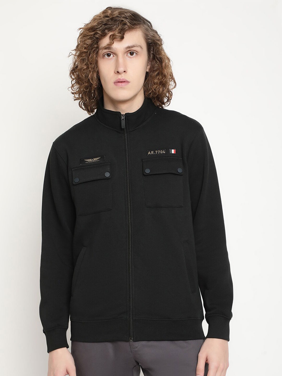 

Octave Mock Collar Front-Open Sweatshirt, Olive