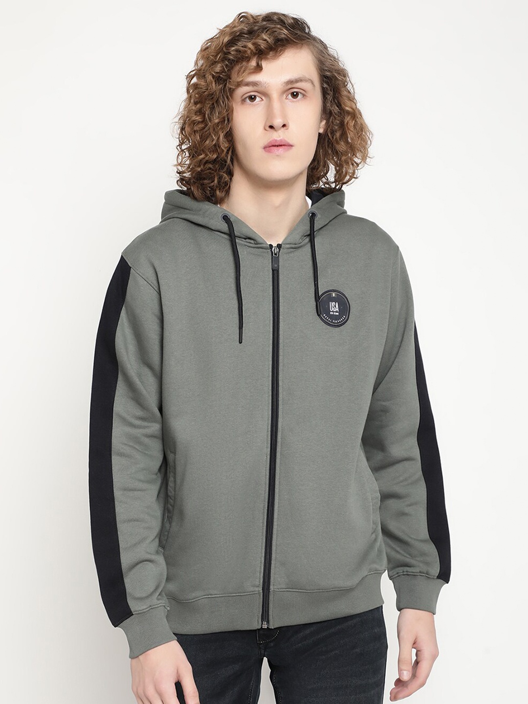 

Octave Men Olive Green Hooded Sweatshirt