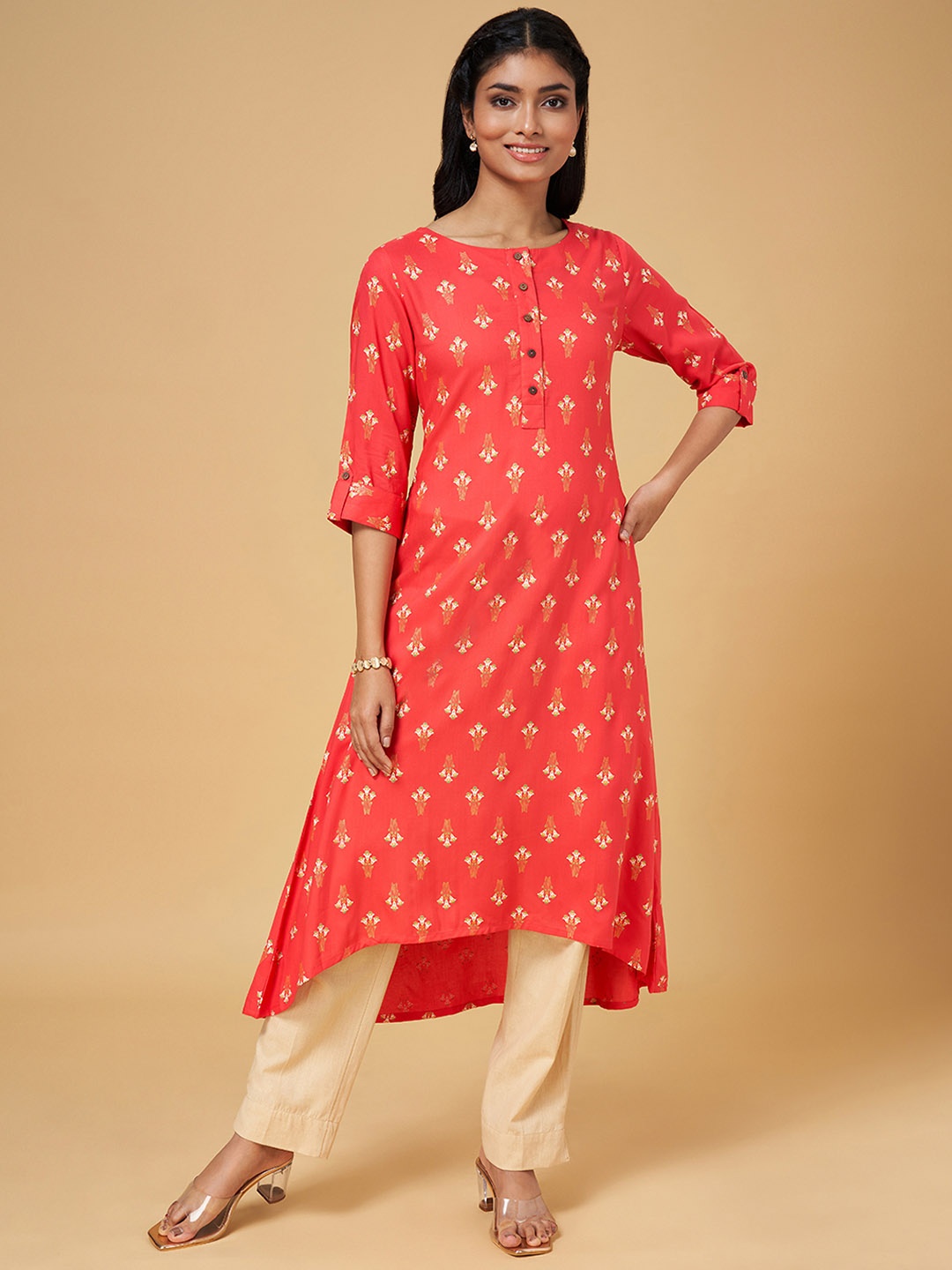 

YU by Pantaloons Floral Printed Kurta, Red