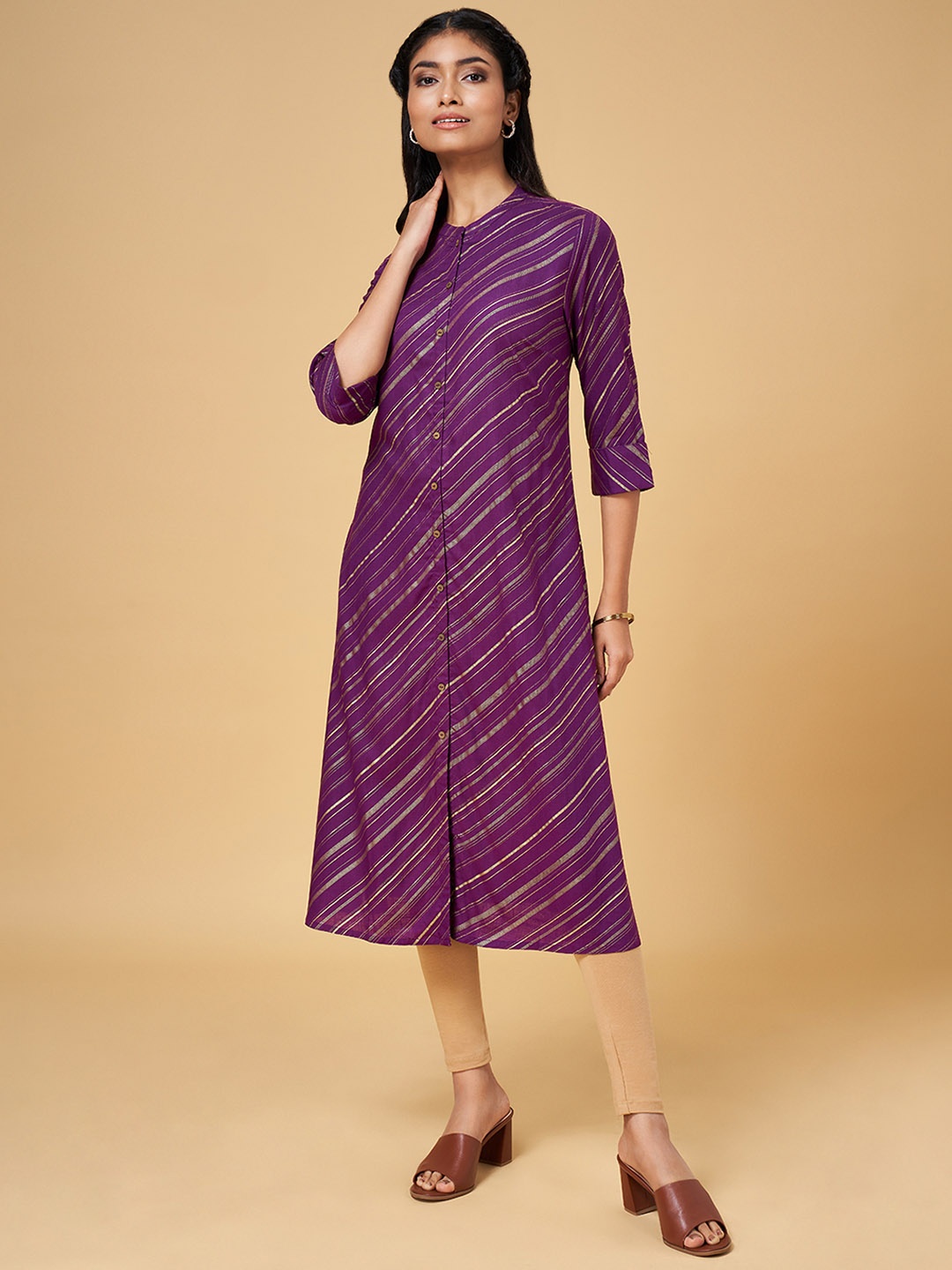 

YU by Pantaloons Women Striped Kurta, Purple