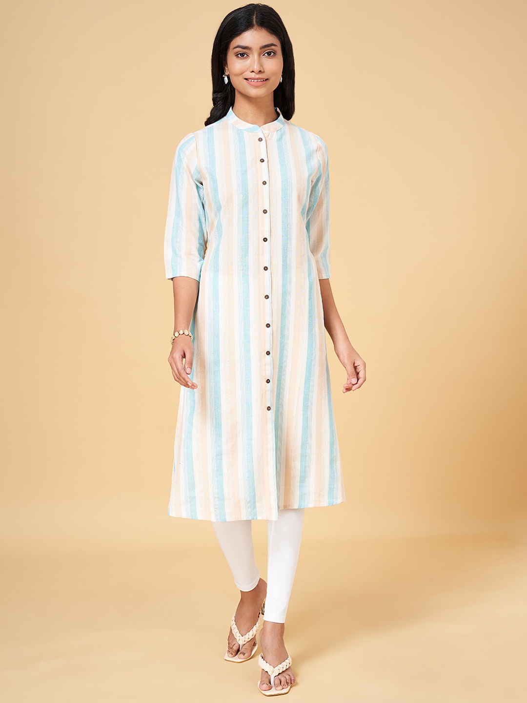 

YU by Pantaloons Striped Cotton Kurta, Blue