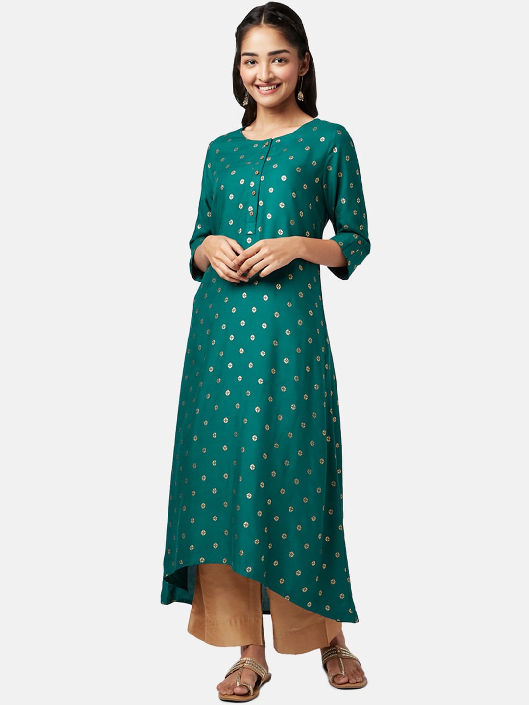 

YU by Pantaloons Ethnic Motifs Printed Kurta, Green